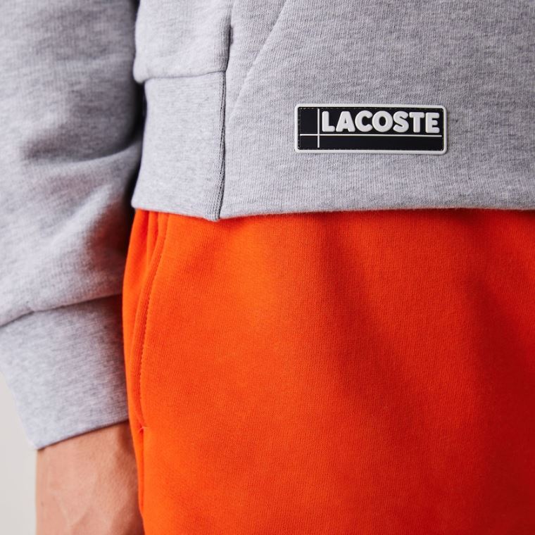 Lacoste SPORT Hette Contrast Fleece Sweatshirt Grå Rød | NhtHT4pe