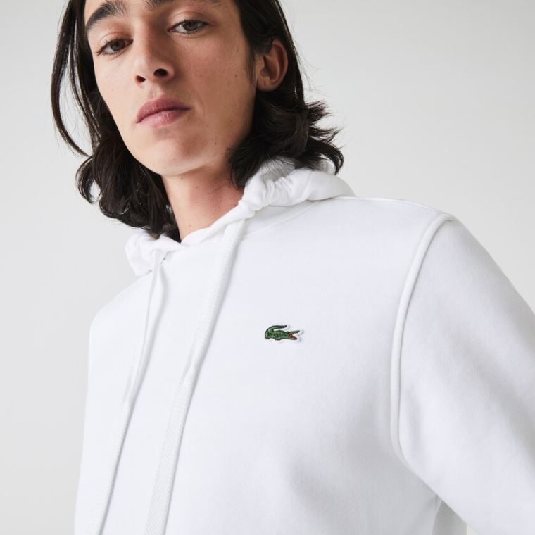 Lacoste SPORT Hette Fleece Sweatshirt Hvite | nDWCoG6m