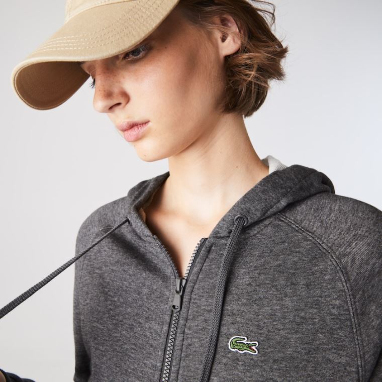 Lacoste SPORT Hette Fleece Zip Tennis Sweatshirt Grå | B6okjCQE