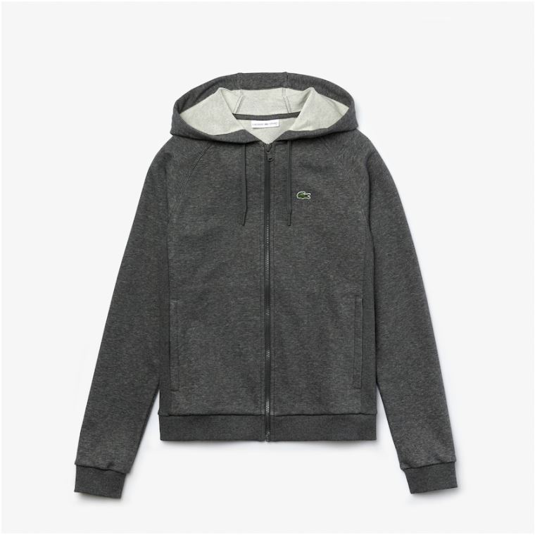 Lacoste SPORT Hette Fleece Zip Tennis Sweatshirt Grå | B6okjCQE