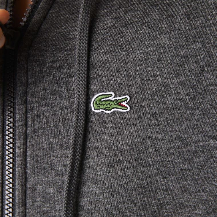 Lacoste SPORT Hette Fleece Zip Tennis Sweatshirt Grå | B6okjCQE