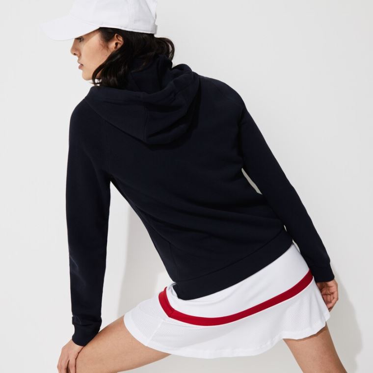 Lacoste SPORT Hette Fleece Zip Tennis Sweatshirt Marineblå Blå | LowqpWoJ