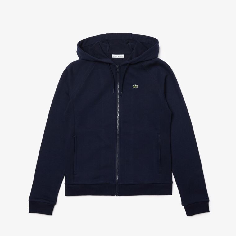 Lacoste SPORT Hette Fleece Zip Tennis Sweatshirt Marineblå Blå | LowqpWoJ