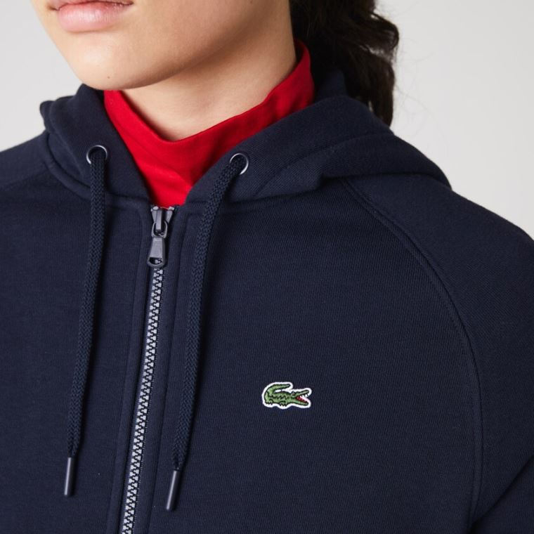 Lacoste SPORT Hette Fleece Zip Tennis Sweatshirt Marineblå Blå | LowqpWoJ