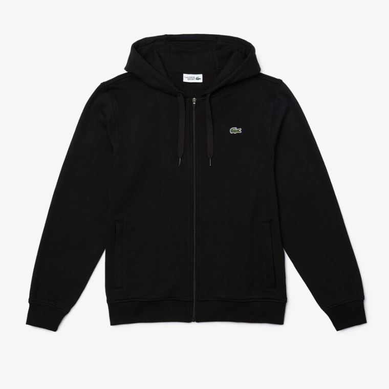 Lacoste SPORT Hette Lette Bi-material Sweatshirt Svarte | XXG4bWqL