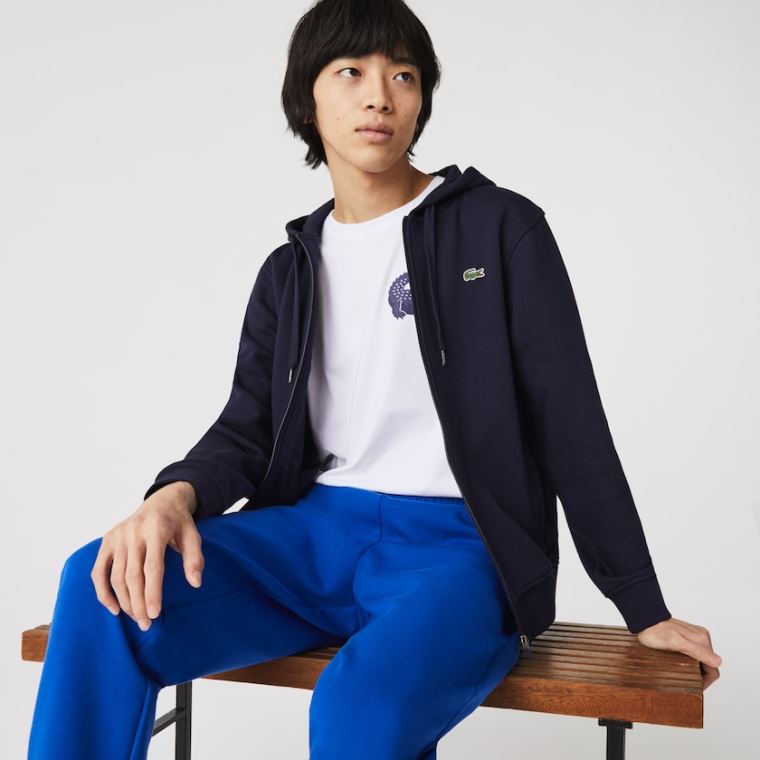 Lacoste SPORT Hette Lette Bi-material Sweatshirt Marineblå Blå | sTrjYTZO