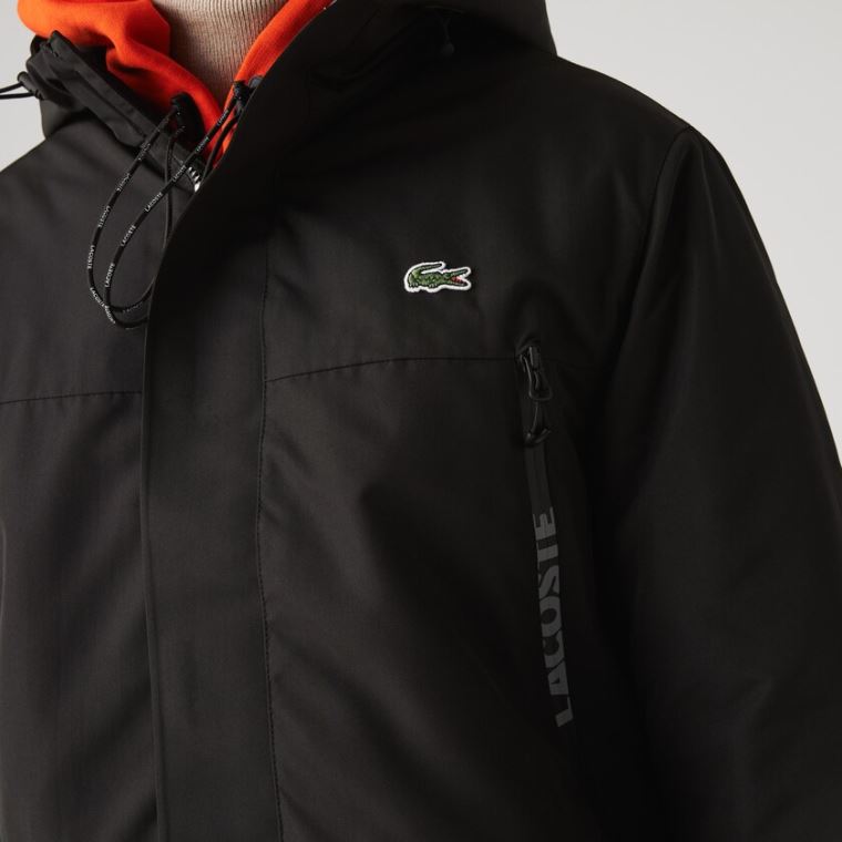 Lacoste SPORT Hette Quilted Parka Svarte | xqXsZLwd