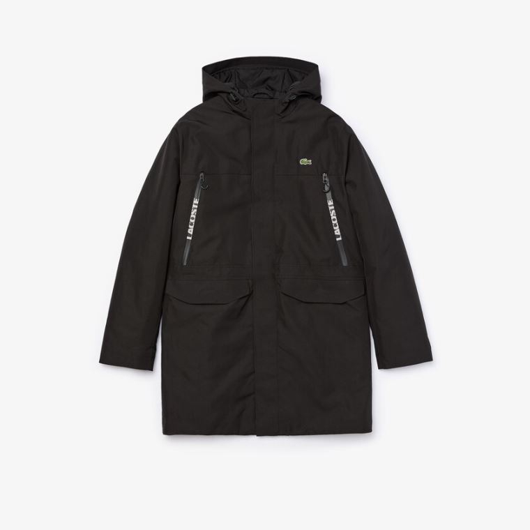 Lacoste SPORT Hette Quilted Parka Svarte | xqXsZLwd