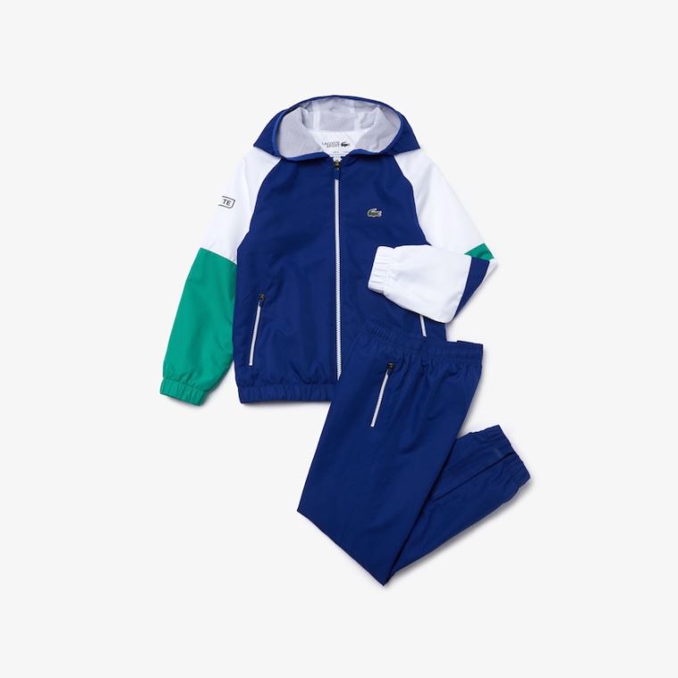 Lacoste SPORT Hette Tracksuit Blå Hvite Grønn Svarte | 17oRmxM7