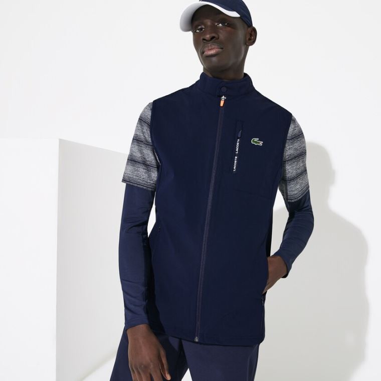 Lacoste SPORT Lette Vann-Resistant Golf Vest Marineblå Blå Rød | VaNBb1IP