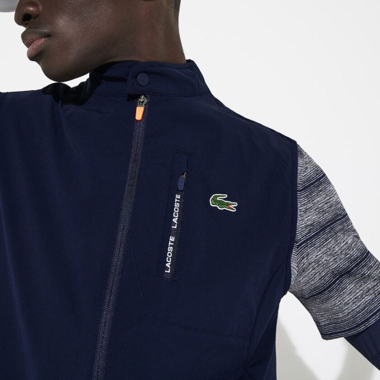 Lacoste SPORT Lette Vann-Resistant Golf Vest Marineblå Blå Rød | VaNBb1IP