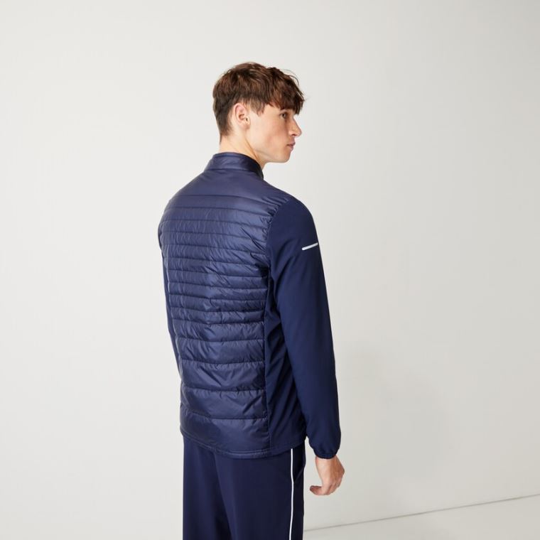 Lacoste SPORT Lette Vann-Resistant Quilted Golf Jacket Marineblå Blå | h8XoW0oN