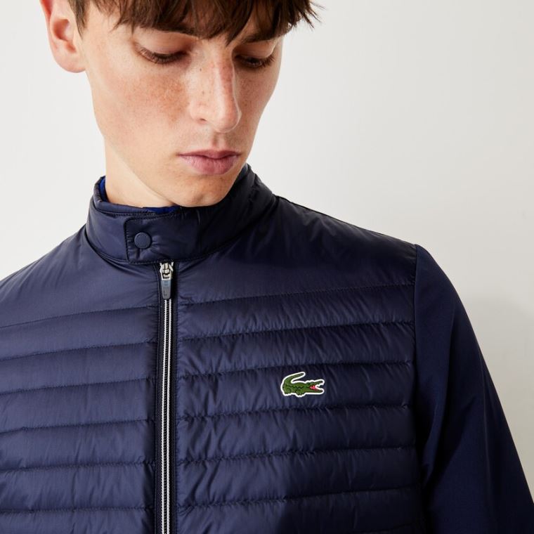 Lacoste SPORT Lette Vann-Resistant Quilted Golf Jacket Marineblå Blå | h8XoW0oN