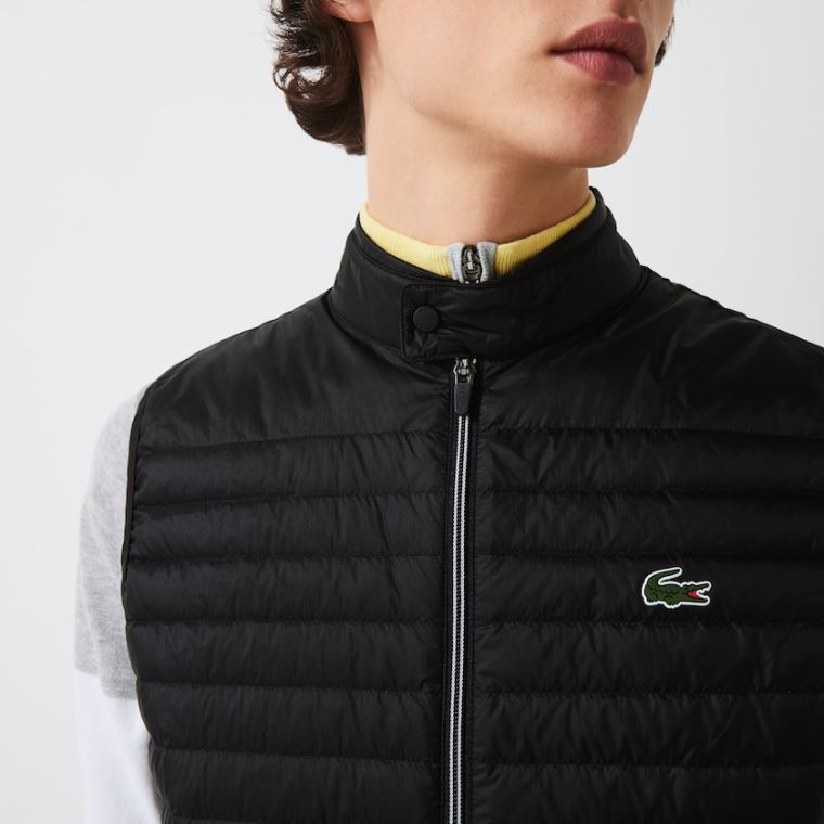 Lacoste SPORT Lette Vann-Resistant Quilted Golf Vest Svarte | uzmZIx7D