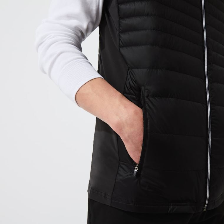 Lacoste SPORT Lette Vann-Resistant Quilted Golf Vest Svarte | uzmZIx7D