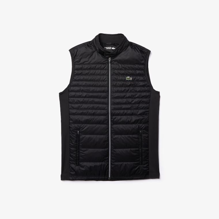 Lacoste SPORT Lette Vann-Resistant Quilted Golf Vest Svarte | uzmZIx7D