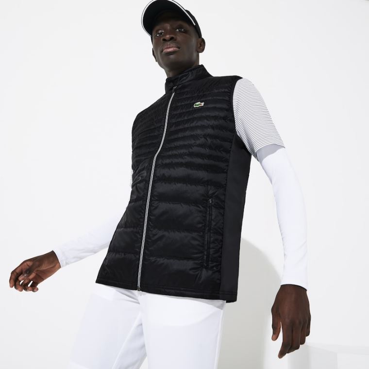 Lacoste SPORT Lette Vann-Resistant Quilted Golf Vest Svarte | uzmZIx7D