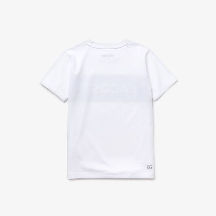 Lacoste SPORT Lettering Bomull Jersey T-shirt Hvite Marineblå Blå | bml0zAeA