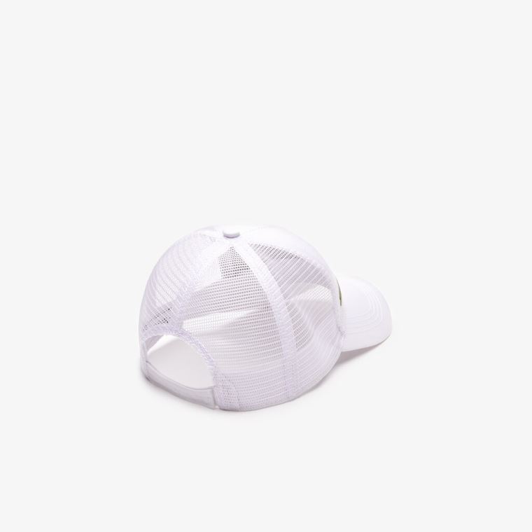 Lacoste SPORT Mesh Panel Bomull Cap Hvite | CqMmfsxa