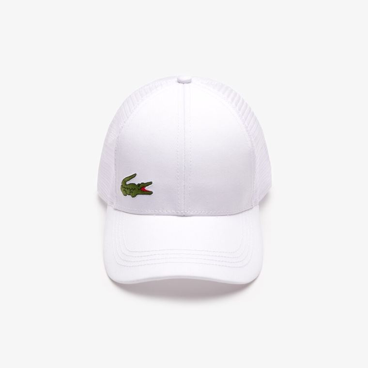 Lacoste SPORT Mesh Panel Bomull Cap Hvite | CqMmfsxa