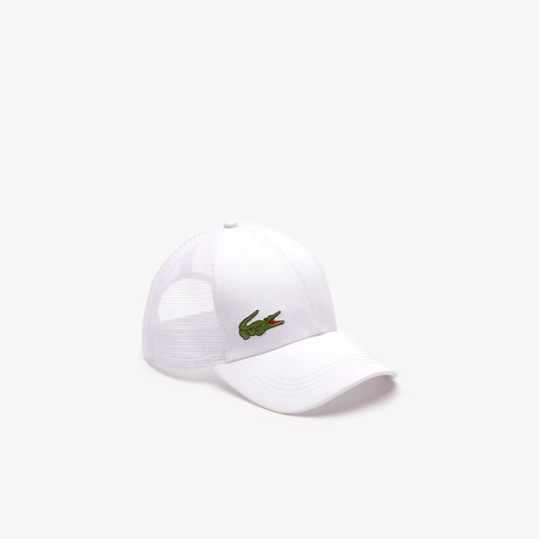 Lacoste SPORT Mesh Panel Bomull Cap Hvite | CqMmfsxa