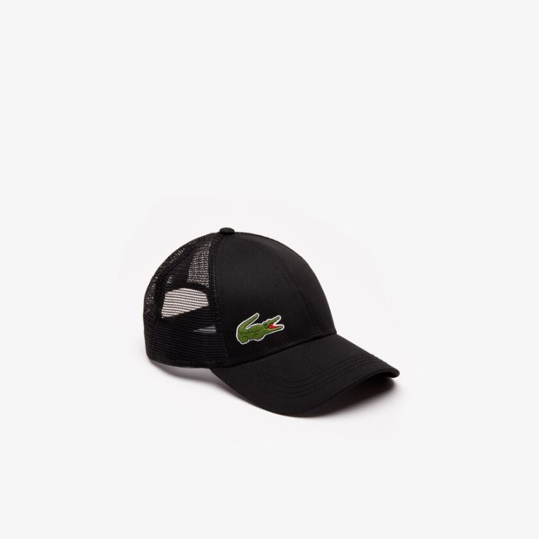 Lacoste SPORT Mesh Panel Bomull Cap Svarte | U1TGSjOy