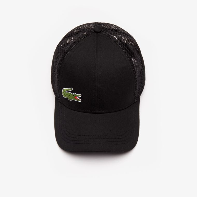 Lacoste SPORT Mesh Panel Bomull Cap Svarte | U1TGSjOy