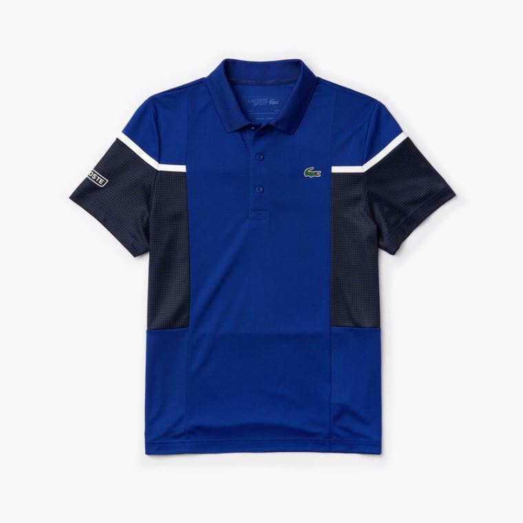 Lacoste SPORT Mesh Panel Pustende Tennis Polo Shirt Blå Svarte Hvite | 02yshDLw