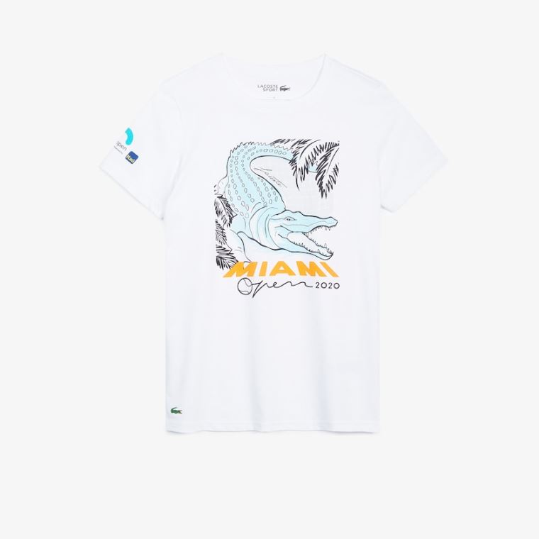 Lacoste SPORT Miami Open Crocodile Print T-shirt Hvite | pT80UIHT