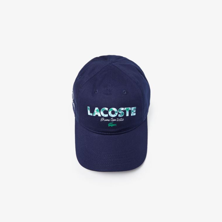 Lacoste SPORT Miami Open Print Bomull Cap Marineblå Blå Hvite | x2XoPJXF