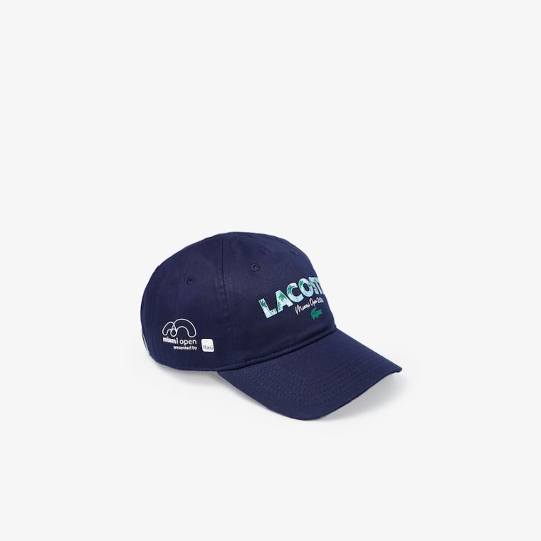 Lacoste SPORT Miami Open Print Bomull Cap Marineblå Blå Hvite | x2XoPJXF