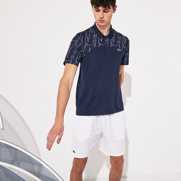 Lacoste SPORT Novak Djokovic Pustende Ultra-Light Polo Shirt Marineblå Blå Hvite | crdhetkr