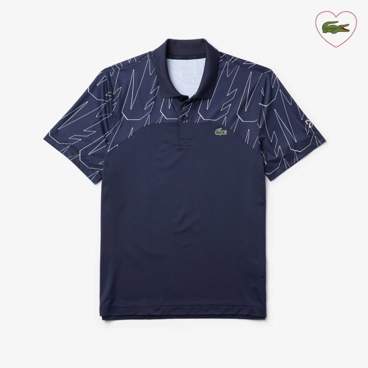 Lacoste SPORT Novak Djokovic Pustende Ultra-Light Polo Shirt Marineblå Blå Hvite | crdhetkr