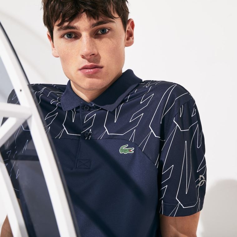 Lacoste SPORT Novak Djokovic Pustende Ultra-Light Polo Shirt Marineblå Blå Hvite | crdhetkr