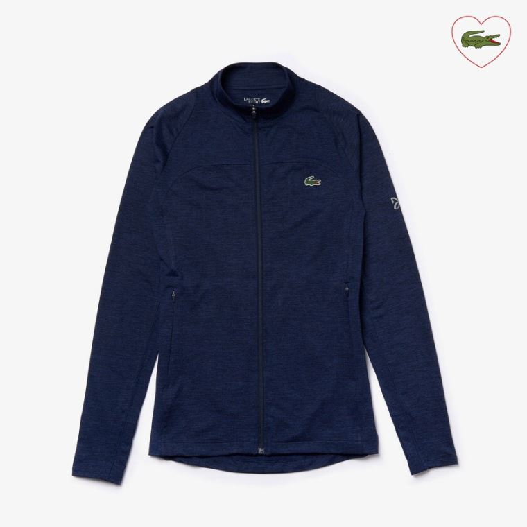 Lacoste SPORT Novak Djokovic Stretch Zippered Jacket Marineblå Blå | 5vZoFTm0