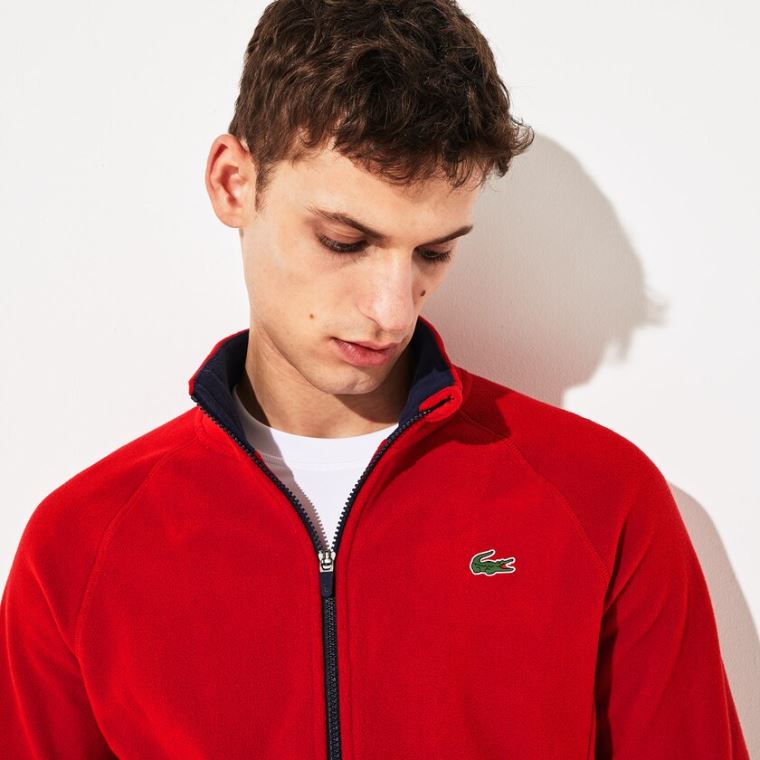 Lacoste SPORT Novak Djokovic Tech Fleece Jacket Rød Marineblå Blå | ELVgVLse