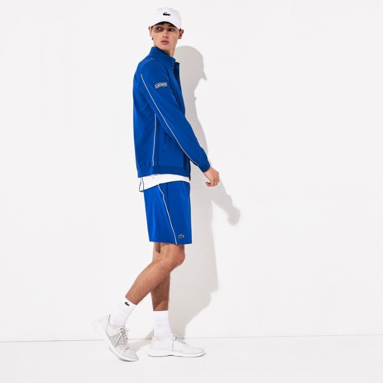 Lacoste SPORT Novak Djokovic Textured Zip Jacket Blå Hvite | FTiciuVp