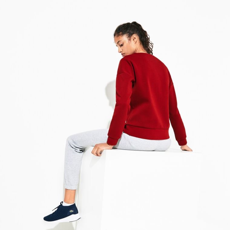 Lacoste SPORT Oversize Croc Bomull-Blend Sweatshirt Mørke Rød | XATNUK0F