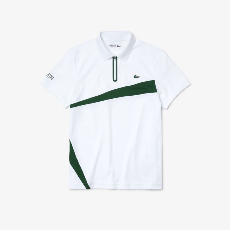 Lacoste SPORT Paneled Pustende Piqué Tennis Polo Shirt Marineblå Blå Hvite | aZprX7om