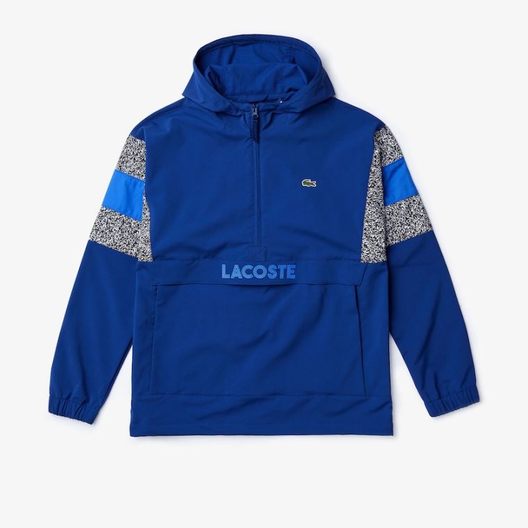 Lacoste SPORT Print-Blocked Performance Windbreaker Marineblå Blå Svarte Hvite Blå | kerRO8eD