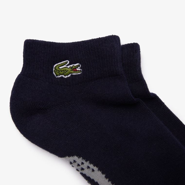 Lacoste SPORT Printed Crocodile Low-Cut Bomull Socks Marineblå Blå Grå | immdoXRI