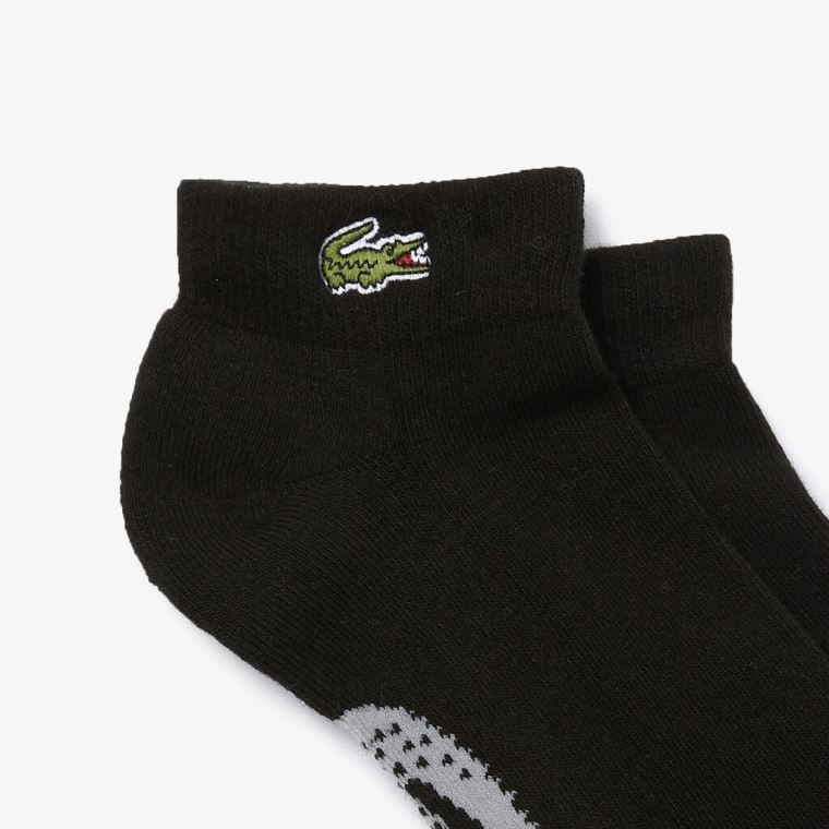 Lacoste SPORT Printed Crocodile Low-Cut Bomull Socks Svarte Grå | z6XhFsKP