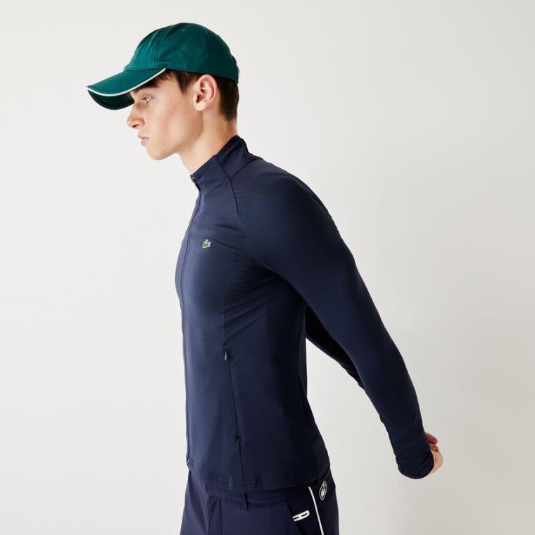 Lacoste SPORT Pustende Ergonomic Zip Golf Jacket Marineblå Blå | ZAgxcsLq