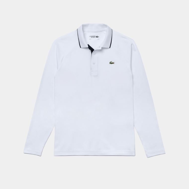 Lacoste SPORT Pustende Golf Polo Shirt Hvite Marineblå Blå | bLORLcKl