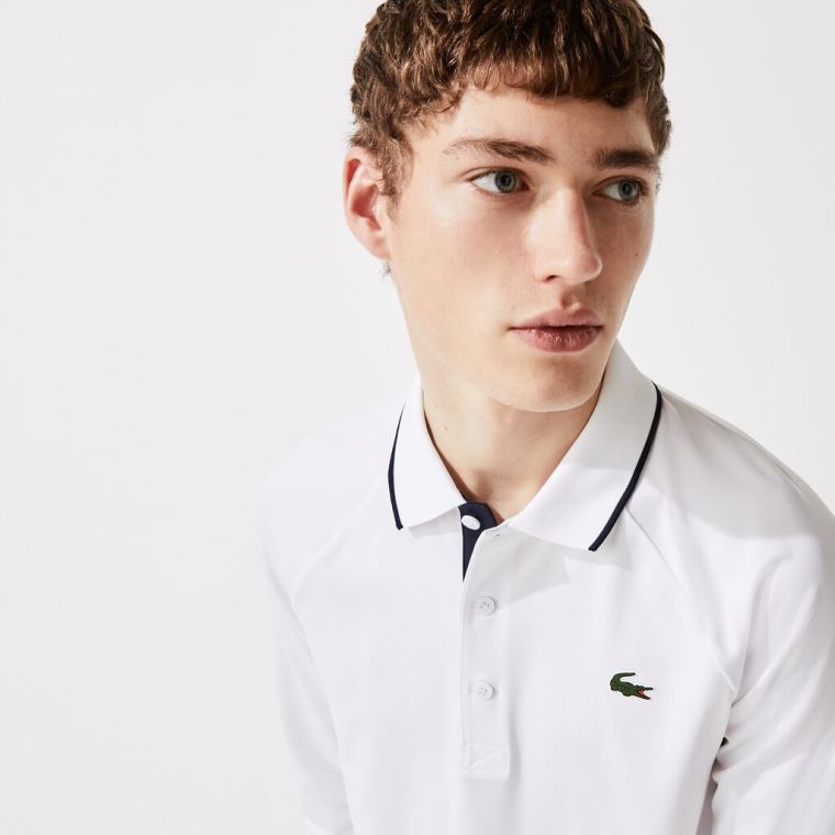 Lacoste SPORT Pustende Golf Polo Shirt Hvite Marineblå Blå | wO8sLhmm