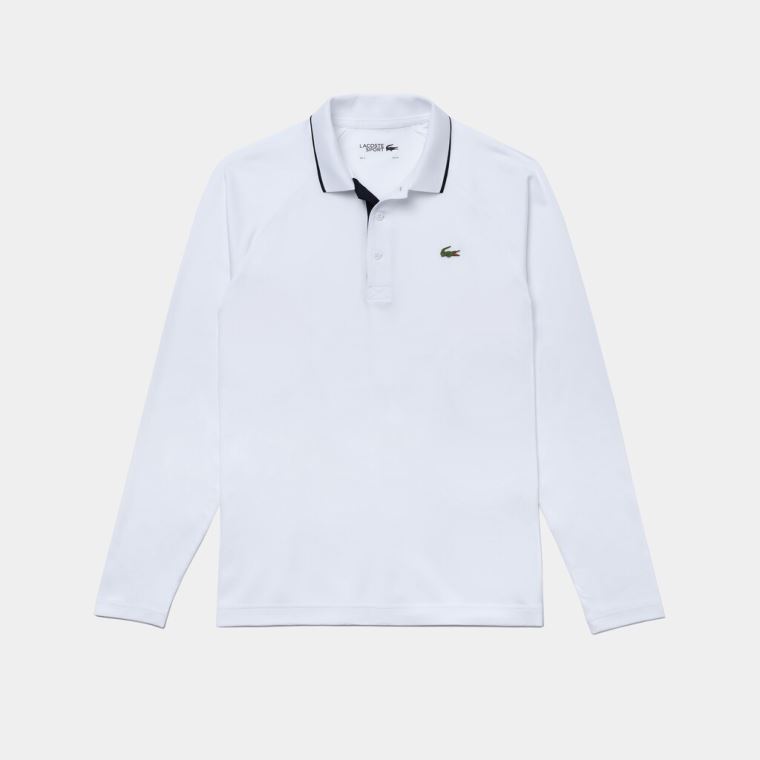 Lacoste SPORT Pustende Golf Polo Shirt Hvite Marineblå Blå | wO8sLhmm