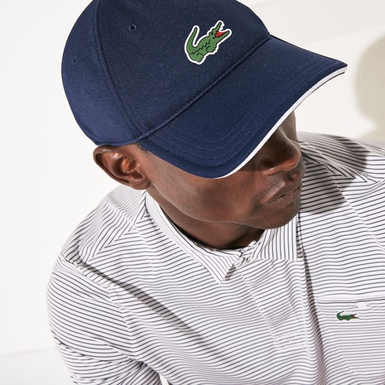 Lacoste SPORT Pustende Piqué Golf Cap Marineblå Blå Hvite | 6xux37Py