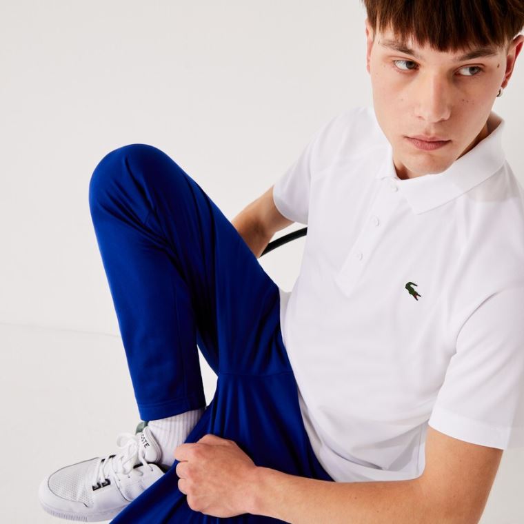 Lacoste SPORT Pustende Run-Resistant Interlock Polo Shirt Hvite | OgANxbcY