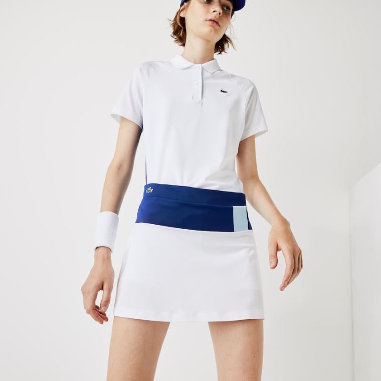 Lacoste SPORT Pustende Stretch Tennis Skirt Blå Hvite Gul Blå Grønn | j3i9csah