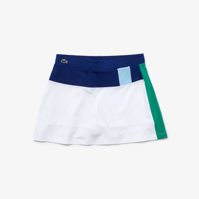 Lacoste SPORT Pustende Stretch Tennis Skirt Blå Hvite Gul Blå Grønn | j3i9csah